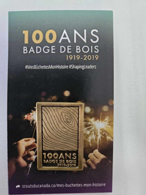 Épinglette 100 ans du badge de bois