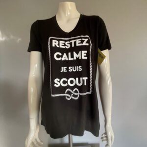 *légère imperfection* T-shirt / chandail "Restez calme, je suis scout" Femme - Noir femme small