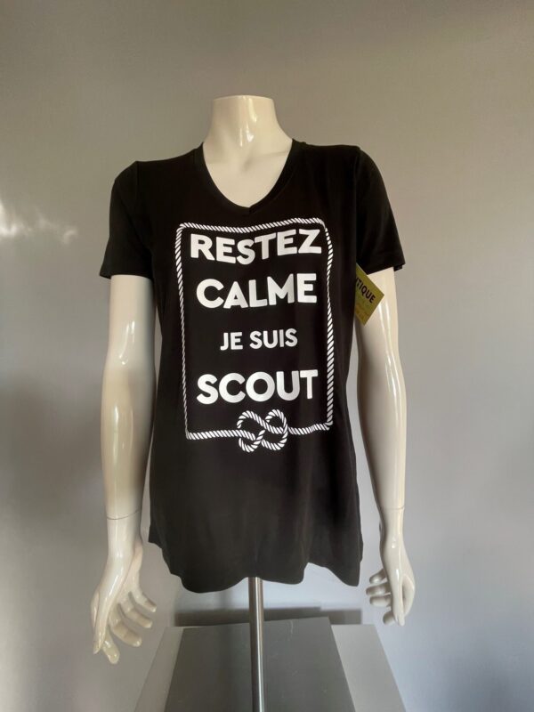 *légère imperfection* T-shirt / chandail "Restez calme, je suis scout" Femme - Noir femme small