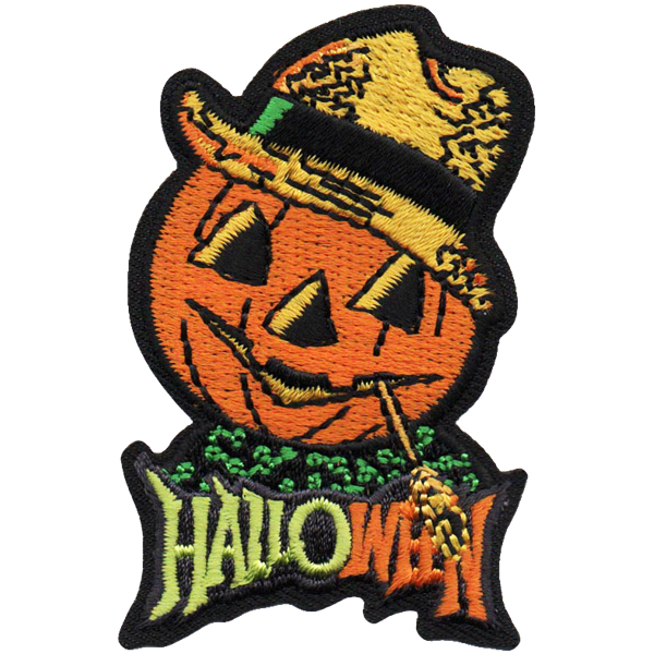 Badge Halloween citrouille avec chapeau