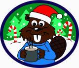 Badge castor chocolat chaud noël